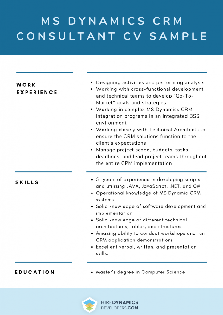 dynamics crm consultant resume example