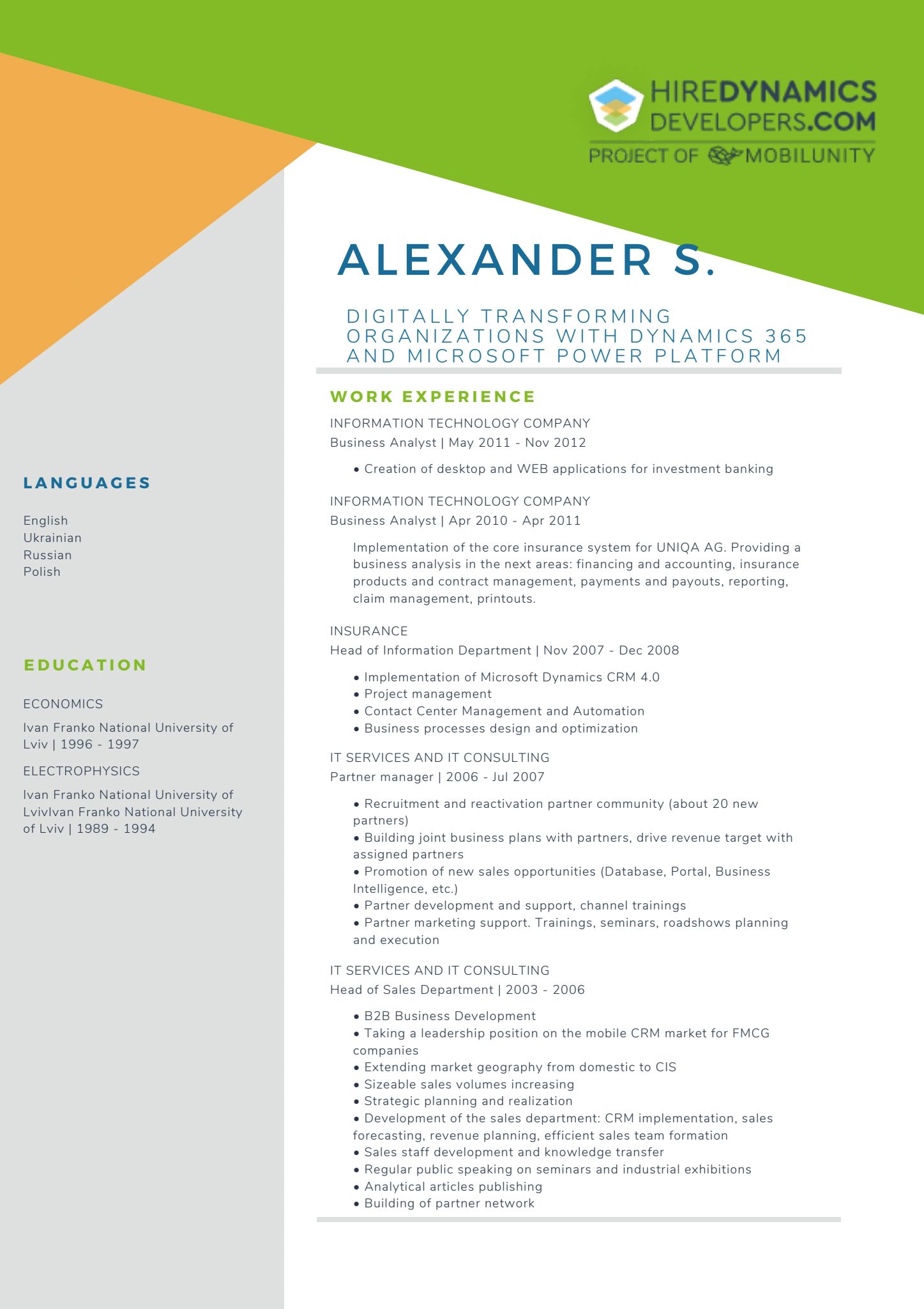 Alexander S. – Dynamics 365 and Microsoft Power Platform Expert