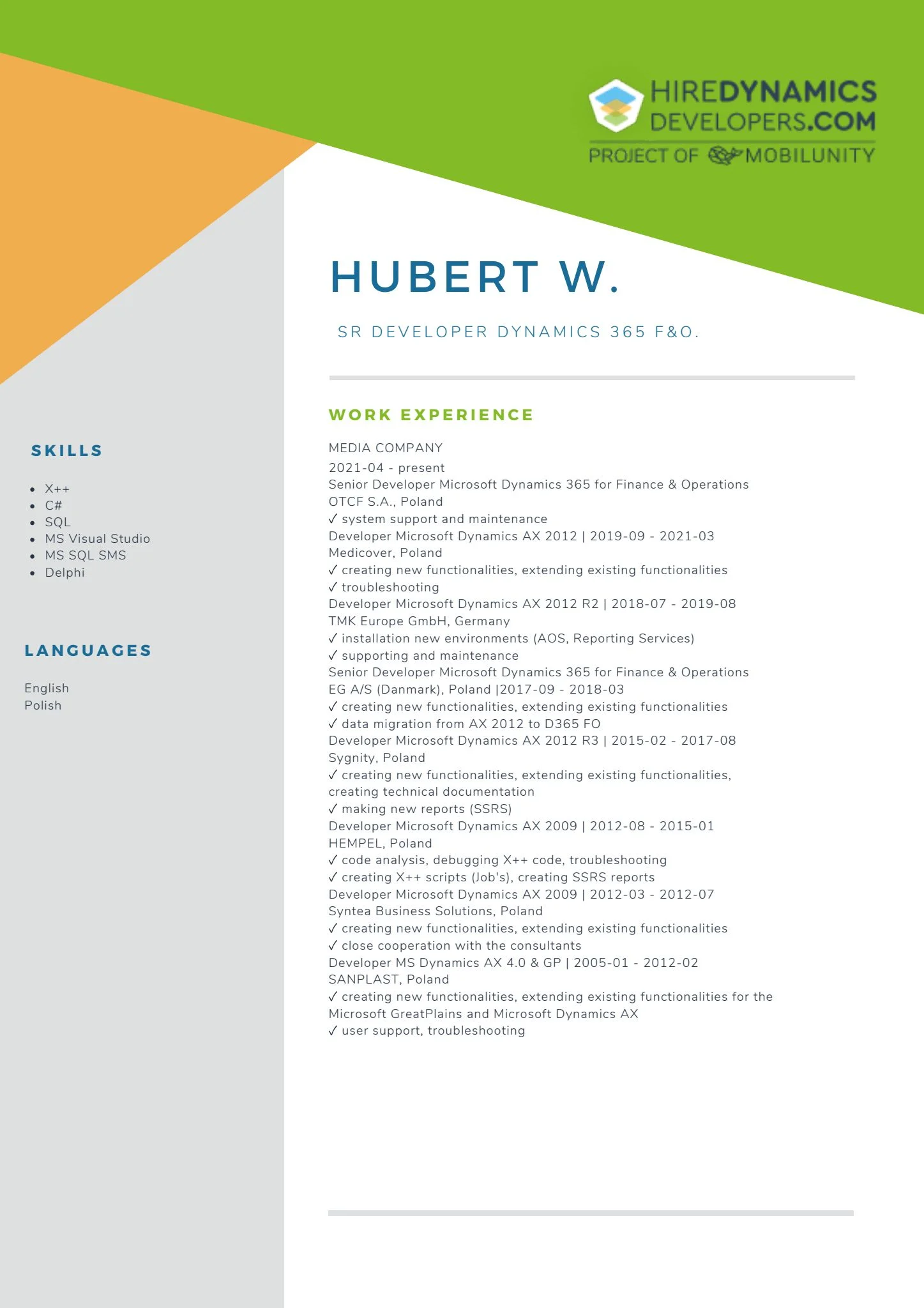 Hubert W. – Senior Developer Microsoft Dynamics AX