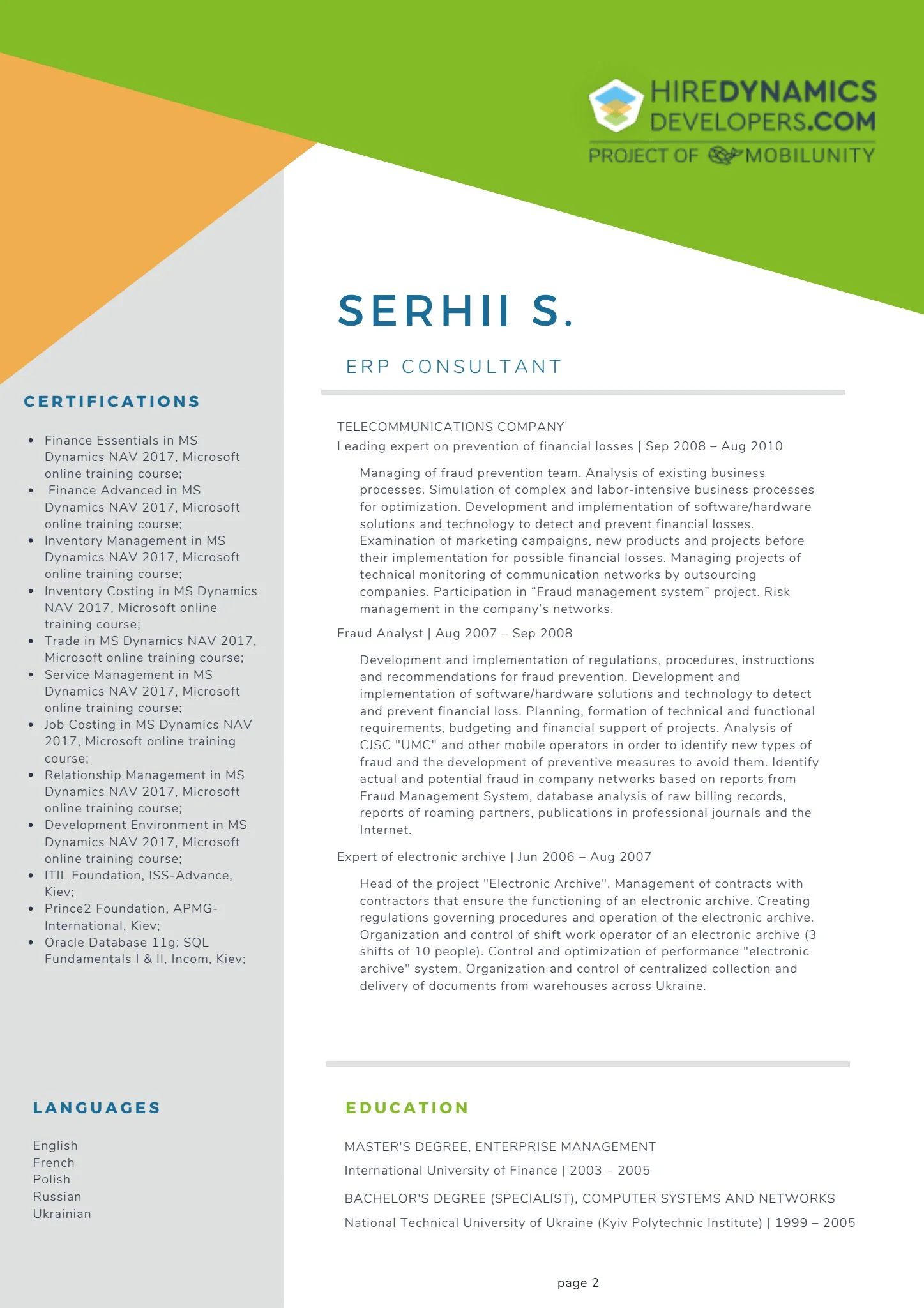 Serhii S. – ERP Consultant