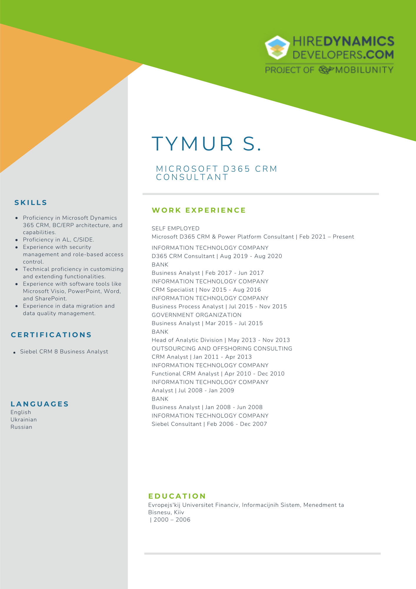 Microsoft Dynamics 365 Developer Resume Samples