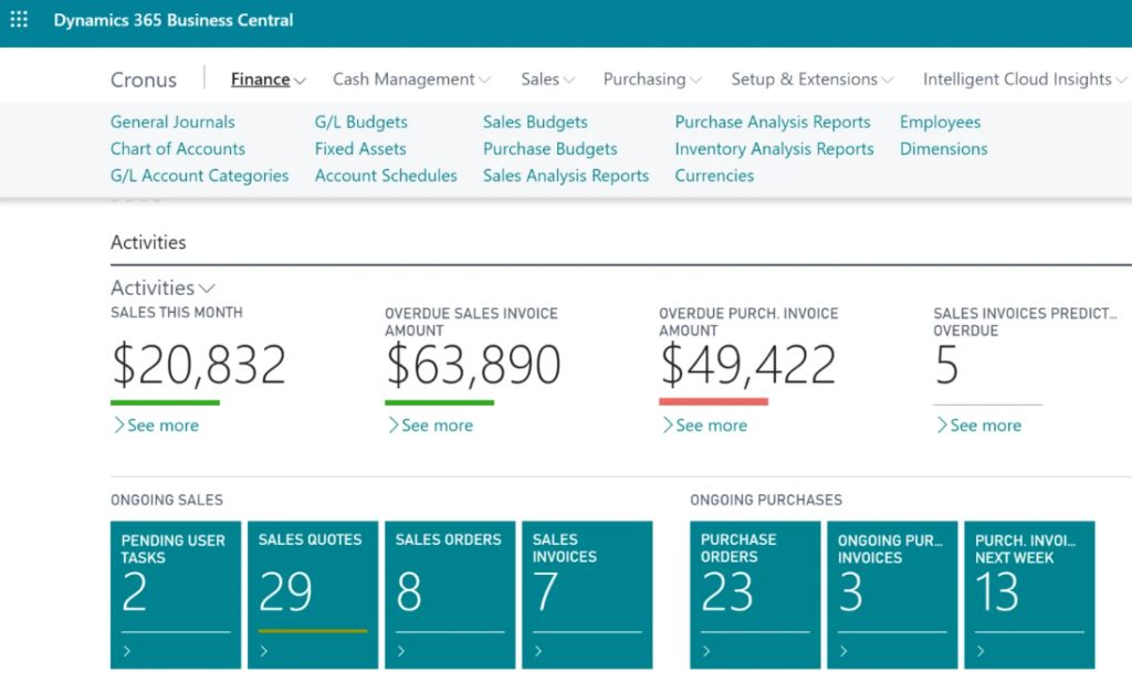 Dynamics 365 Business Central vs Finance and Operations