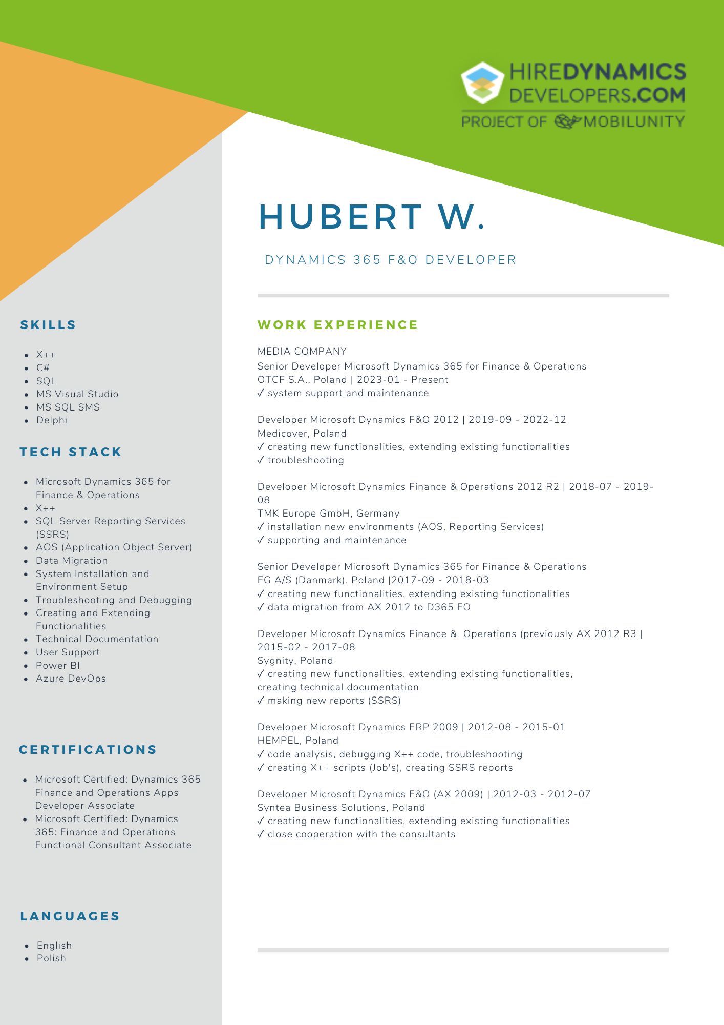 Hubert W. – Senior Developer Microsoft Dynamics Finance & Operations
