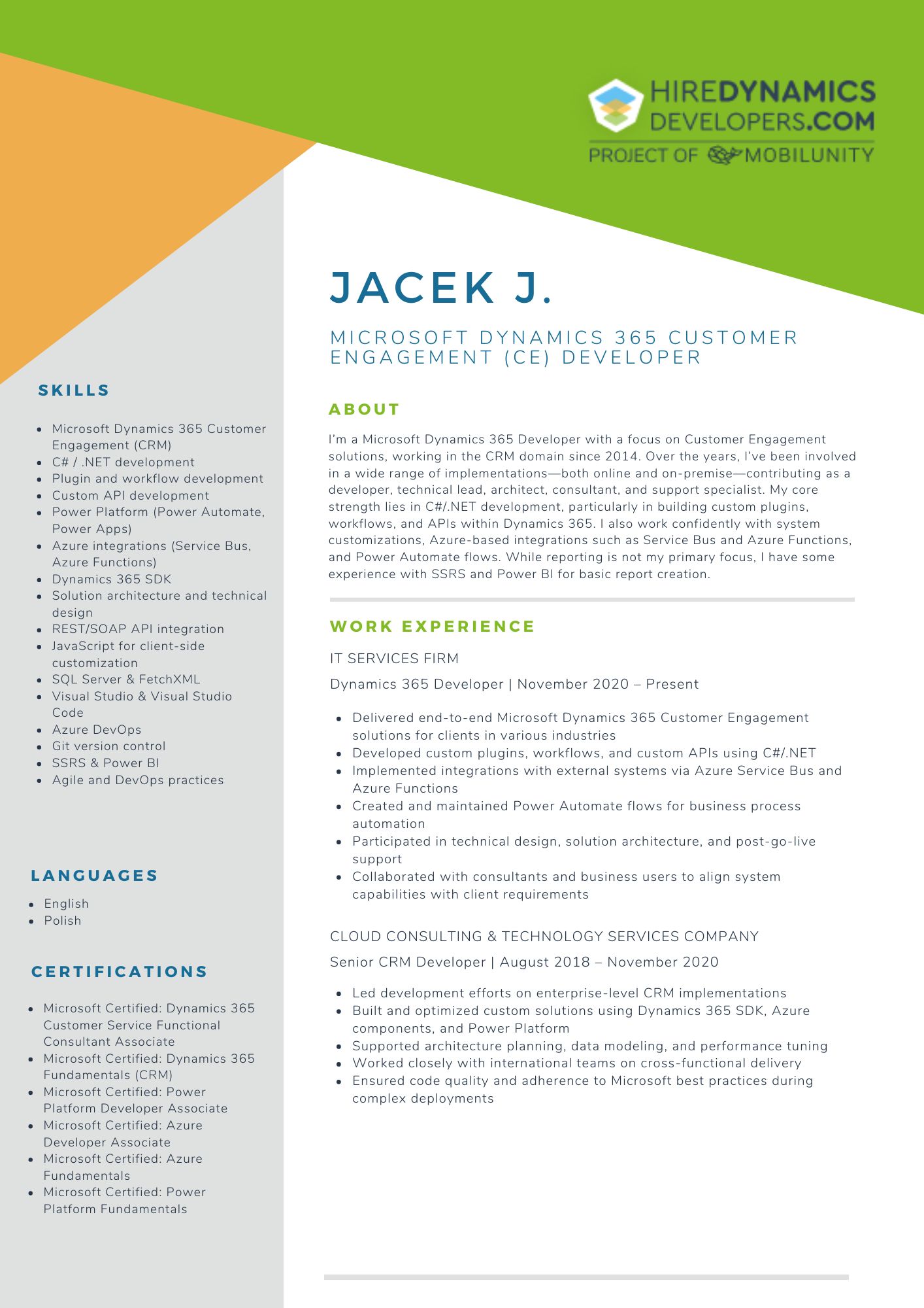 Microsoft Dynamics 365 Customer Engagement (CE) Developer