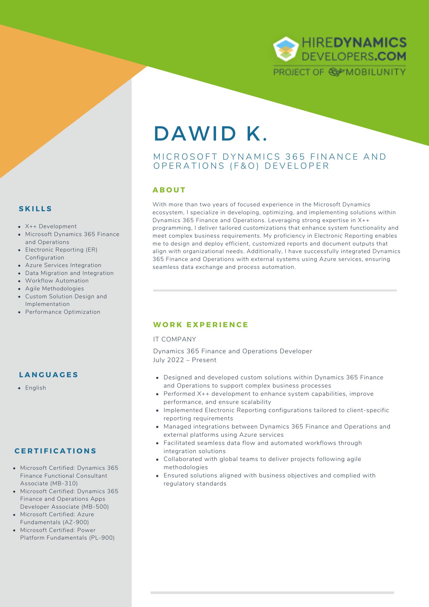 Microsoft Dynamics 365 Finance and Operations (F&O) Developer