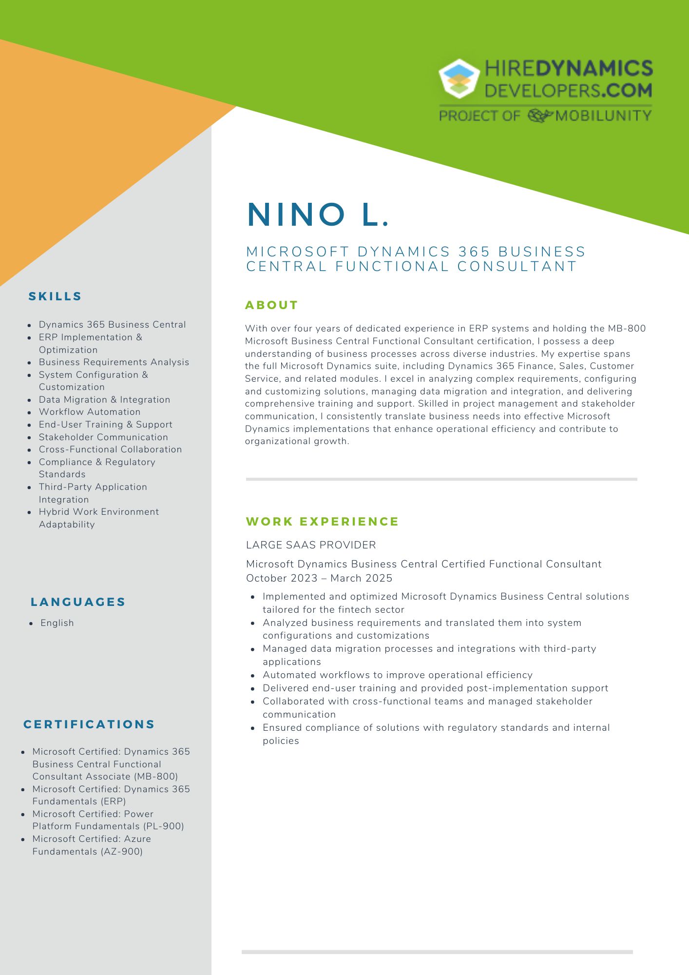 Microsoft Dynamics 365 Business Central Functional Consultant