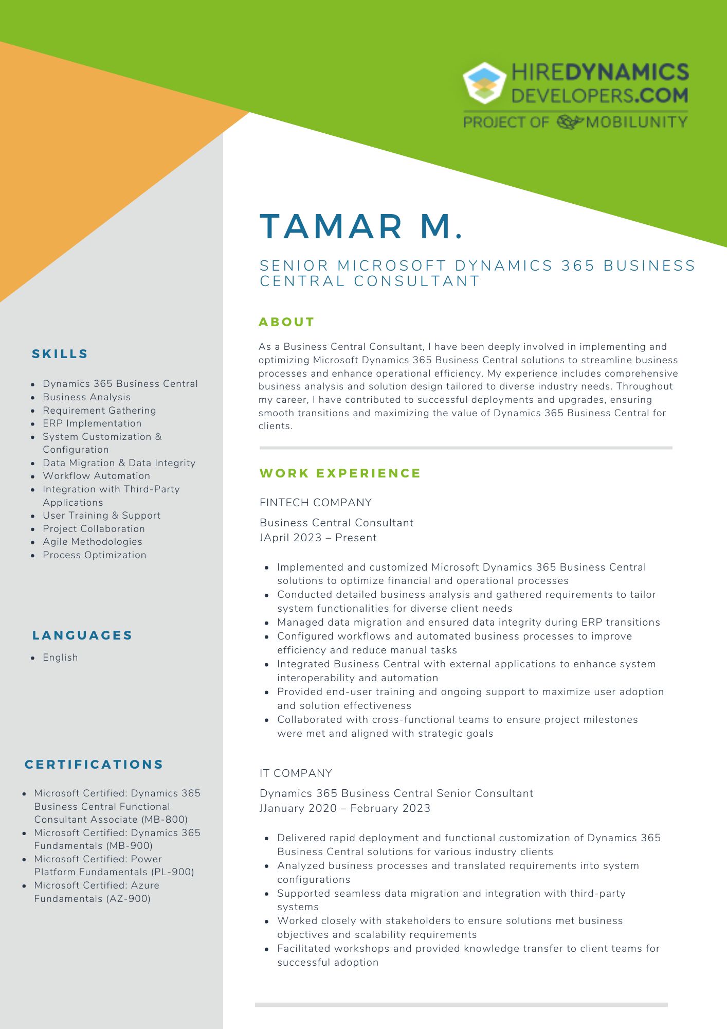 Senior Microsoft Dynamics 365 Business Central Consultant