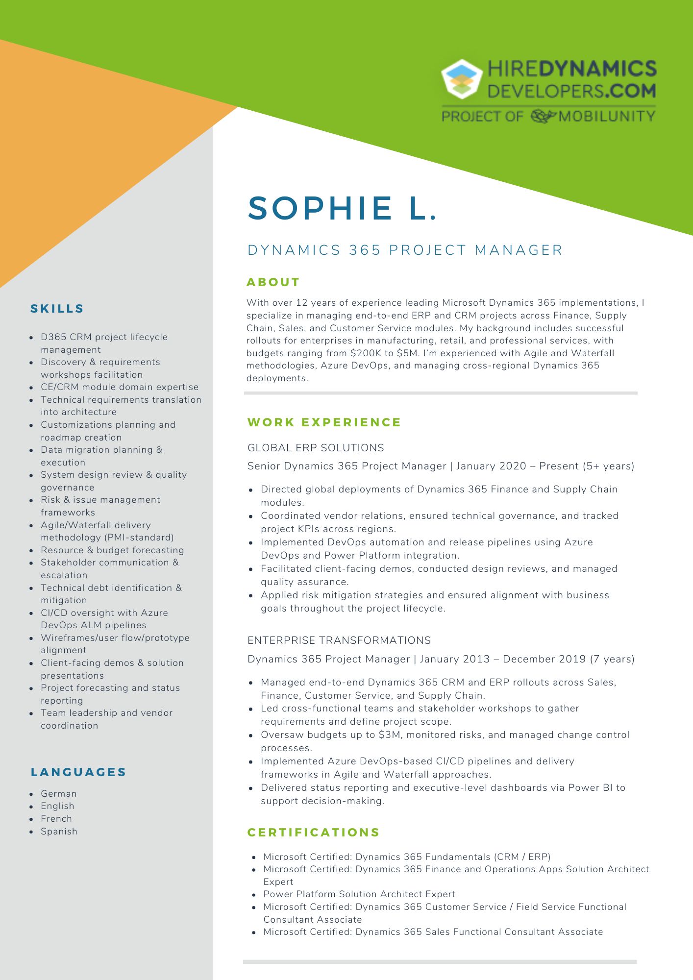 Dynamics 365 Project Manager