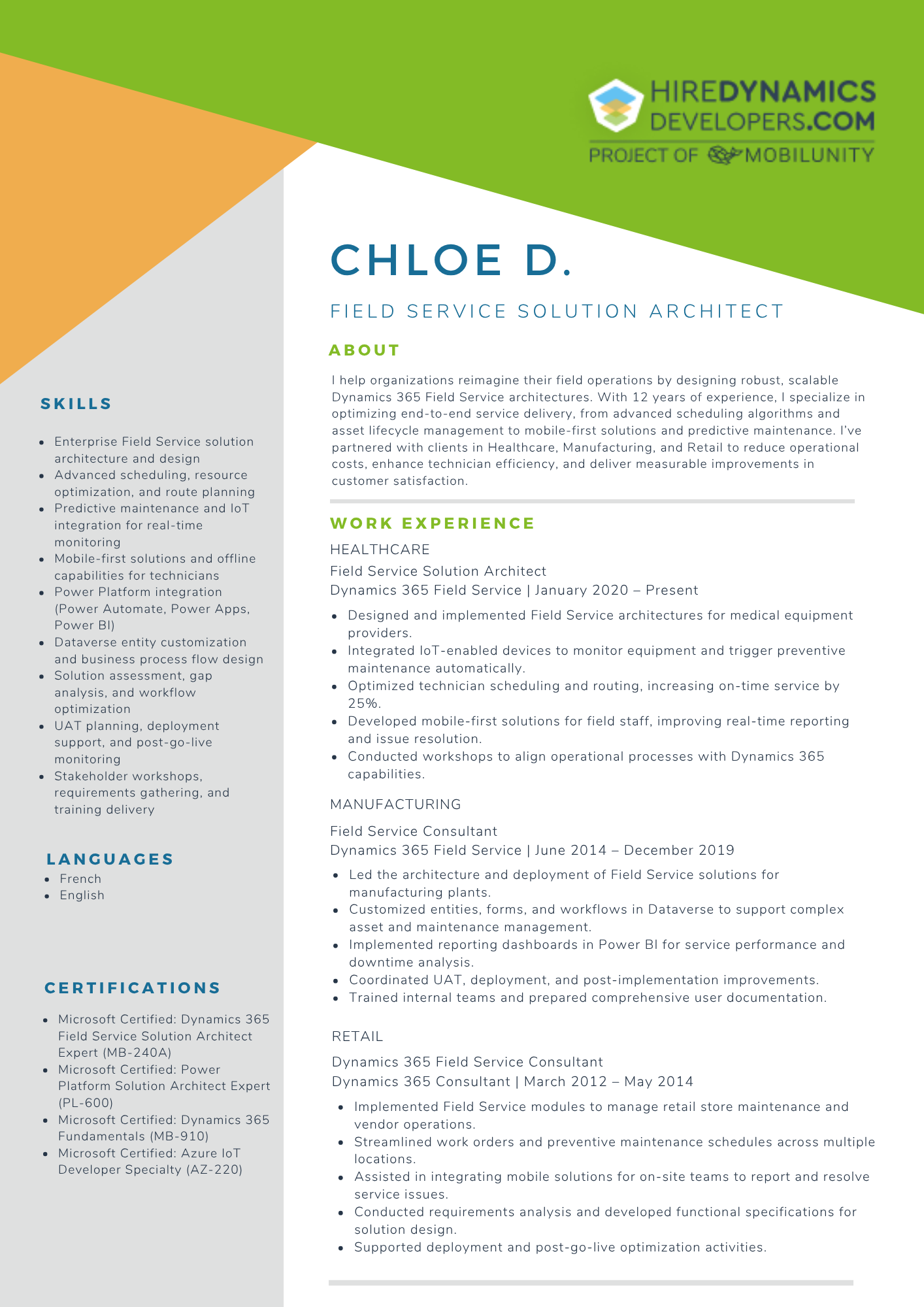 Chloe D. – Field Service Solution Architect